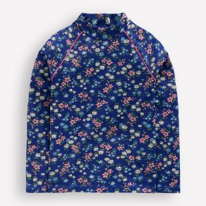 Sunsafe Patterned Rash Vest-Sapphire Blue Meadow Floral