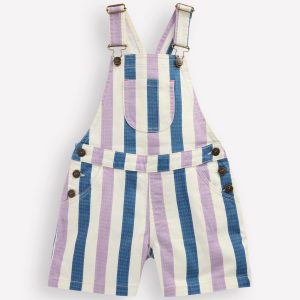 Short Overalls-Purple/Navy Stripe