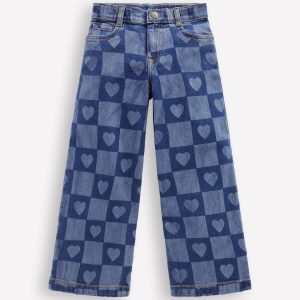 Wide Leg Jean-Heart Checkerboard Denim