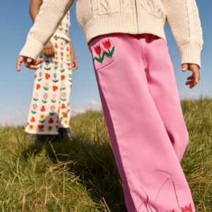 Wide Leg Pull-on-Pink Tulips