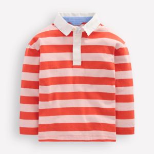 Drop Shoulder Rugby Top-Fiesta/Lotus Stripe