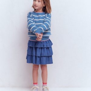 Drop Shoulder Sweater-Silve Lake Blue/Ecru Marl