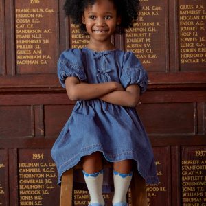 Bow Front Woven Dress-Mid Vintage Denim