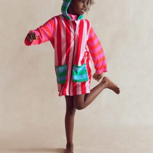 Romie Towelling Zip Throw-On-Multi Stripe