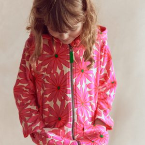 Romie Towelling Zip Throw-On-Festival Pink Giant Daisy