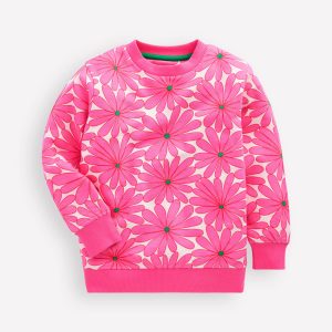 Printed Sweatshirt-Festival Pink Giant Daisy