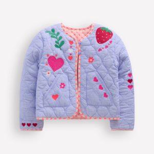 Reversible Quilted Jacket-Blue Embroidery