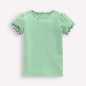 Puff Sleeve T-shirt-Pistachio Green