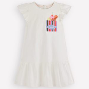 Logo Pocket Jersey Dress-Soft Ivory Ice Cream
