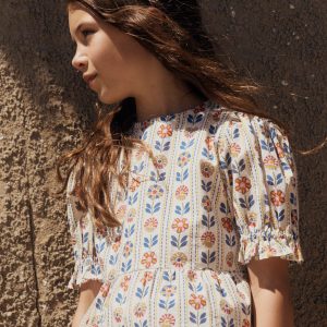 Peplum Woven Top-Ivory Floral Stripe