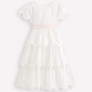 Flower Hem Occasion Dress-Soft Ivory