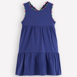 Jersey Cross-back Dress-Starboard Blue
