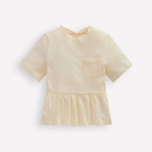 Short Sleeve Peplum Top-Soft Ivory
