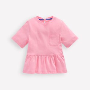 Short Sleeve Peplum Top-Pink