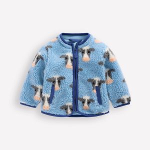 Cosy Borg Jacket-Glacier Blue Cows