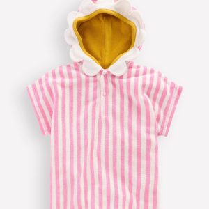 Novelty Towelling Throw-on-Pink Flower