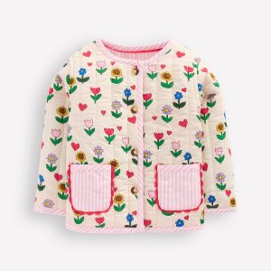 Printed Quilted Jacket-Multi Sunflower Garden