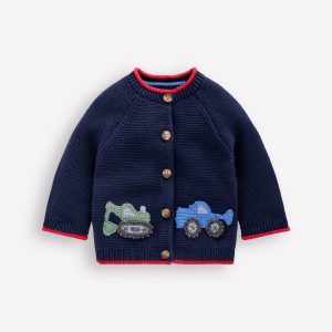 Cotton Logo Cardigan-College Navy Construction