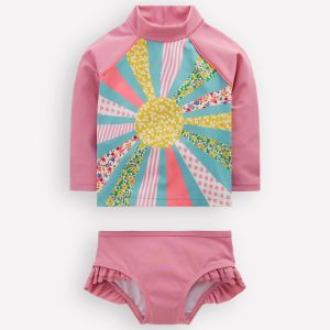 Logo Rash Vest Set-Pink Patchwork Sun