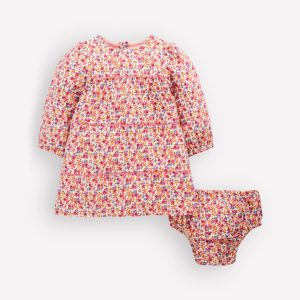 Tiered Ric Rac Dress-Pink Ditsy Floral