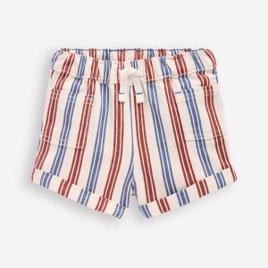 Boys Woven Shorts-Blue and Red Stripe