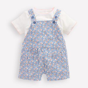 Short Jersey Dungaree Set-Bluejay Cherry Stripe