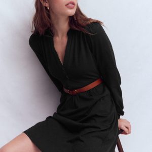Amy Short Jersey Dress-Black