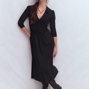 Carla Jersey Wrap Dress-Black