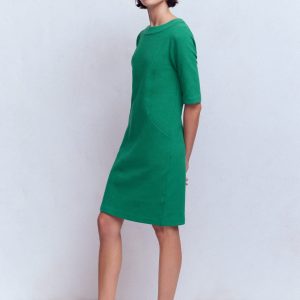 Nessa Ottoman Shift Dress-Jewel Green