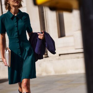 Bridget Ponte Short Dress-Midnight Teal
