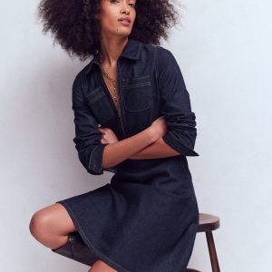 Flippy Denim Shirt Dress-Indigo Denim