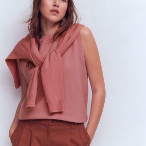 Eva Cashmere Vest-Camelia Pink