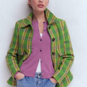 Eva Cashmere Crew Cardigan-Clover Purple