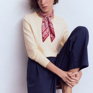 Emilia Cotton Crew Sweater-Warm Ivory