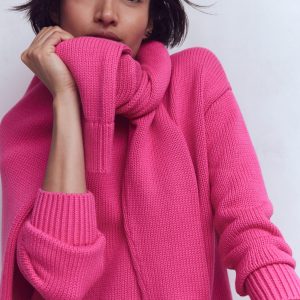 Lucy Oversized Cotton Jumper-Pink Peony