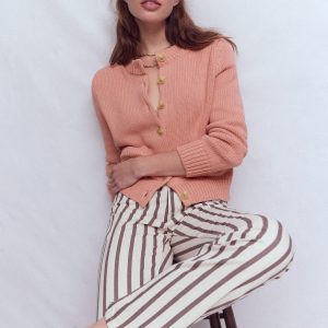 Lucy Chunky Cotton Cardigan-Pink