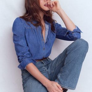 High Rise Column Leg Jeans-Mid Vintage