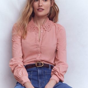 Lace Collar Blouse-Pink