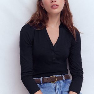 Supersoft Open Neck Henley-Navy