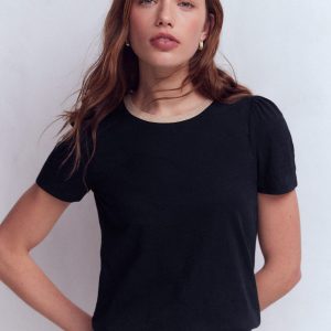 Metallic Trim T-Shirt-Navy