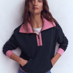 Colourblock Sweatshirt-Pink and Navy