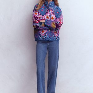 Printed Quilted Jacket-Multi, Conversational