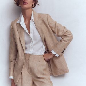 Woodbridge Linen Blazer-Amphora. Chambray