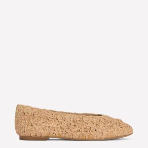 High Cut Ballet Flats-Flower Raffia