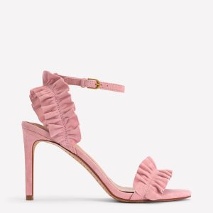 Pleat Detail Heeled Sandal-Almond Pink