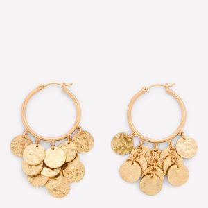 Hammered Gold Teardrop Hoops-Gold Colour