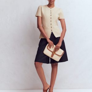 Short Sleeve Knitted Jacket-Ivory