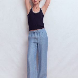 Islington Linen Pants-Blue Chambray