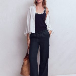 Islington Linen Pants-Navy