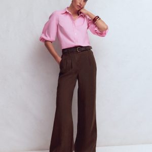 Kensington Linen Pants-Bitter Chocolate
